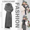 ZASFOU Womens Winter Knit Beanie Hats Touchscreen Gloves Long Scarf Set Warm Skull Caps with Fleece Gifts for Women (Gray)