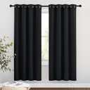 NICETOWN Blackout Curtain Panels 72 inches Length - Light Reducing Thermal Insulated Solid Grommet Room Darkening for Bedroom/Night Shift (Set of 2, 46 inches Wide, Black)