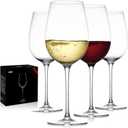 JBHO Hand Blown Italian Style Crystal White or Red Wine Glasses - Gift Packaging for Any Occasion - Lead-Free Premium Crystal Clear Glass - Set of 4 -18 Ounce