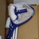 POOLAZA Pool, Spa, Hot Tub Skimmer Net & Brush with Grip Handle & 33" Aluminum Pool Pole, 9" Deep Net Fine Mesh Pool, Spa, Hot Tub Net Skimmer & Brush with Pole & Handle for Small Inflatable Pool