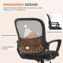 Sweetcrispy Home Office Managerial Executive Chair with Ergonomic Design, Mid-Back Mesh 360 Swivel, Comfortable Lumbar Support, Comfy Arms for Bedroom,Study,Student, Black, 18.5"D