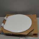 Mayfair Linden Slow Close Toilet Seat, Non Slip Heavy Duty Wood, Easy Install, Round, White