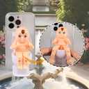 3D Funny Tricky Toilet Boy Phone Case Compatible with iPhone 15 Pro Max Case, TPU Shockproof Clear Spoof Boy Cartoon Phone Case, Perfect Spoof Gift for Her or Him Ideas