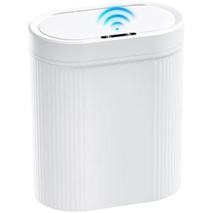 5 Gallon Bathroom Trash Can with Lid, Automatic Motion Sensor White Trash Can, Touchless Slim Waterproof Garbage Bin for Kitchen, Bedroom, Office, and Bathroom
