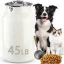 Dog-Cat Food Storage Container 45 lb/48 Qt, Large Stainless Steel Pet Food Bin with Airtight Lid & Scoop Included, Durable 304 Metal Storage for Dogs & Cats 