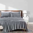 Chezmoi Collection Extra Soft Fleece Sheet Set Twin, Microplush Non-Pilling Velvety Bed Sheet, Deep Pocket - Lightweight All Season Warmth, Twin, Medium Gray