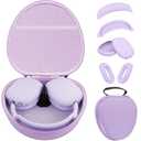 Smart Case for Apple AirPods Max Supports Sleep Mode, with Ear Pad Case/Ear Cups Cover/Headband Cover Silicone Accessories for AirPods Max Headphones,Hard Portable Carry Travel Storage Bag, Purple