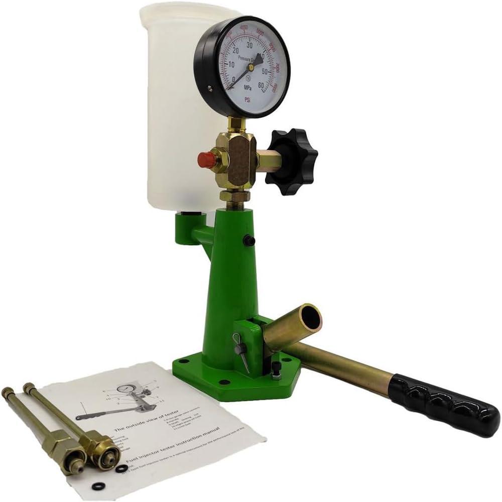 Common Diesel Injector Test Nozzle Tester S80H 600Bar 8700PSI Adjusting Calibrating Diesel Engine Fuel Injector Tester with Metal Base and Dual Scale Gauge to Adjust Injector Nozzle Pressure
