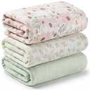 3-Pack Muslin Swaddle Blankets for Newborns Boy,Girl 47x47 Large Cotton Muslin Baby Blanket, Nursery Swaddling, Neutral, Soft, Breathable, Light Infant Baby Receiving Cover (Flora Vale, Regular)