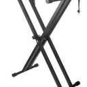 Piano Keyboard Stand Double X Heavy Duty Keyboard Stand with Locking Straps, 7 Adjustable Heights