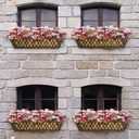 Window Boxes Planters: 2 Pack 24 Inch Railing Planter Box with Adjustable Brackets for Porch Fence Patio Balcony Hanging Flower Baskets with Coco Liners for Outdoor Garden Decor - Bronze