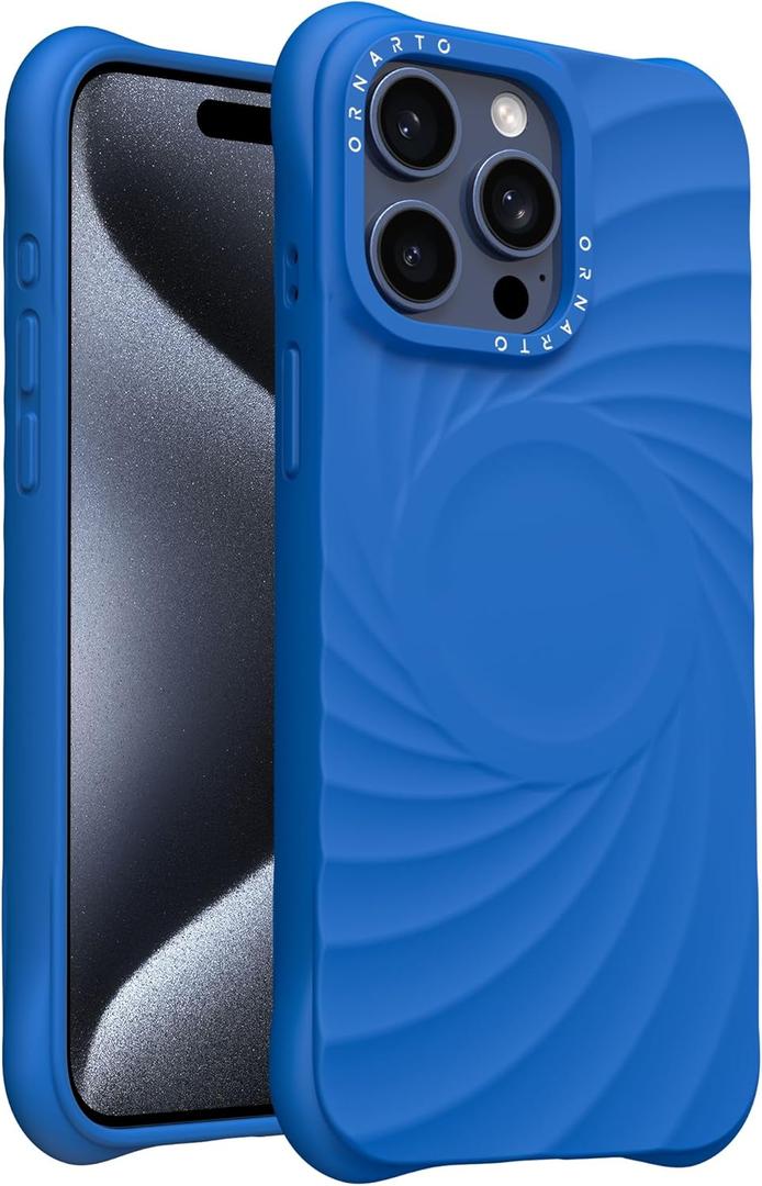 ORNARTO Vortuxe for iPhone 15 Pro Case 6.1" | 2X MIL-STD Drop Protection | Compatible with MagSafe | Sleek Aesthetic Liquid Silicone Phone Cover - Azure