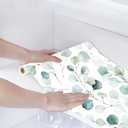 HAOKHOME Adhesive Shelf Liner Dresser Leaf Contact Paper 17.3in x 16.4ft | Peel and Stick Green White Drawer Cabinet Liners Countertop for Kitchen Bathroom Wire Desk Waterproof Removable Decorative, 17.3"W x 196"L