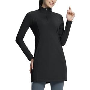 baleaf Women's Fleece Dress Sweatshirt Winter Dress Tunic Long Warm Quarter Zip Up Pullover Jackets with Pocket Outdoor, Size L