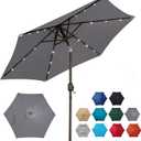 Blissun 7.5 ft Solar Umbrella, 18 LED Lighted Patio Umbrella, Table Market Umbrella