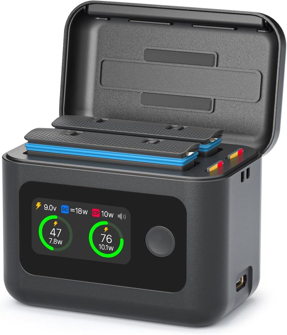 Fast Battery Charger for Insta360 X4 Air(Not for X4),27W Intelligent Two Way Charger Hub w/LCD Display Shows Battery SOC,Batteries Not Included