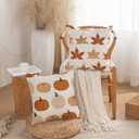 2 x TAJWE Fall Pillow Covers 18x18 Inch Set of 2 Orange Maple Leaves Pumpkins Autumn Pillowcases Farmhouse Decorative Seasonal Thanksgiving Harvest Cushion Cases for Sofa Couch Home Decor