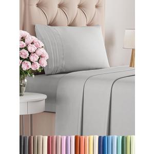 Twin XL Size 3 Piece Sheet Set - Comfy Breathable & Cooling Bed Sheets Set - Hotel Luxury Bedding for Women, Men, Kids, Teens, Boys & Girls - Deep Pockets, Soft, Wrinkle Free - Oeko-Tex - French Grey