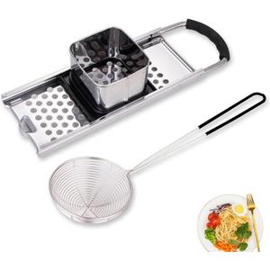 Premium Grade Stainless Steel Spaetzle Maker Widen Plastic Handle with Skimmer Spider Strainer Homemade Egg Noodle Dumpling Perfect Sized for pots and Pans Making Tool