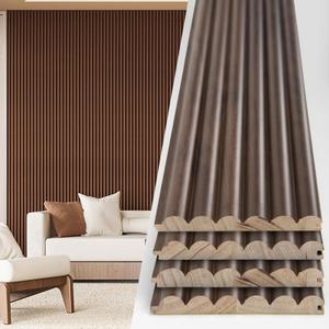 Art3d Fluted Wood Panel - 108 x 5.7 x 0.7in for Wall & Ceiling, Beaded Accent Molding for Home Decoration, Pack of 4pcs + 1pc End-Trim, Beaded Walnut
