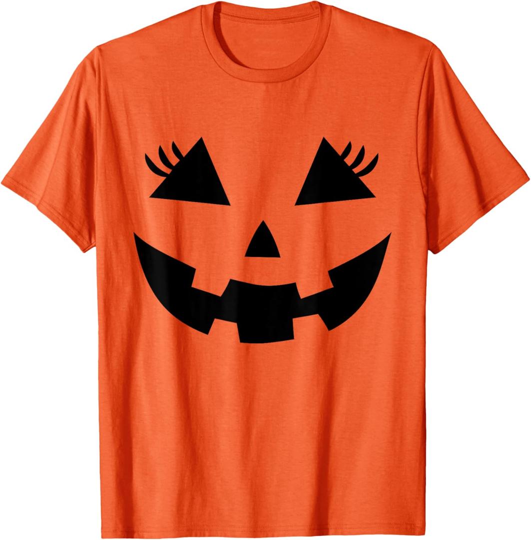 Funny Jack o Lantern Pumpkin face Eyelashes for Halloween T-Shirt, Men , S
