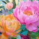 Cross & Glory - Golden Peony Dreams - 1000 Piece Jigsaw Puzzle for Adults | Vibrant Mosaic-Inspired Artwork with Gold Leaf Details | Premium Quality