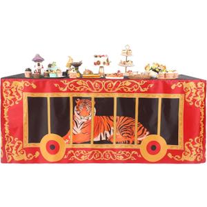 Oudain 6ft Carnival Party Decorations Circus Theme Birthday Party Supplies Circus Themed Tablecloth Washable Fabric Polyester Rectangle Animal Table Cover Protector for Birthday Baby Shower