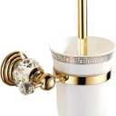 Toilet Brush and Holder Set, Wall-Mounted, Gold Handle with Replaceable Brush Heads