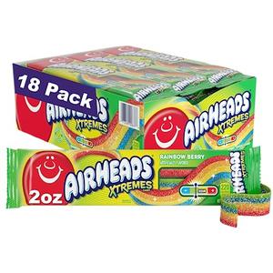 Airheads Xtremes Belts Candy, Rainbow Berry, 3 Ounces (12-Pack) Individually Wrapped Bulk Chewy Candy, Artificially Flavored EXP: 11/2027