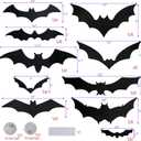Dazzle Bright 100 PCS Halloween Bats Stickers with 60 Purple and Orange Lights, Lighted 3D Bat Wall Stickers, Halloween Decorations for Indoor Home Garage Window Decor Party Supplies