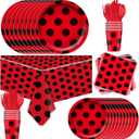 81Pcs Ladybug Party Tableware Set Ladybug Birthday Party Supplies,Paper Plates,Napkins,Cup,knives,Spoons and Forks