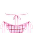 ZAFUL Bikini Sets for Women Halter Bow Decor Tiny Floral Gingham Print Swimsuit Tie Side 2 Pieces Bathing Suit (M)