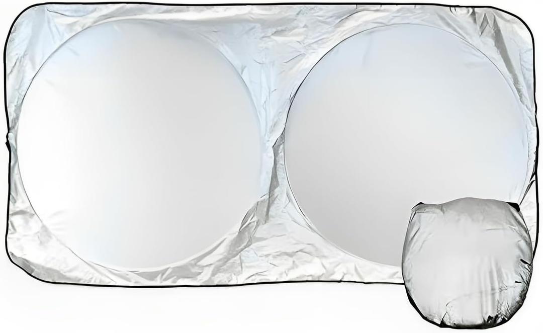 Windshield Sunshade - Ultimate Sun Shield Heat Protection & UV Blockage - 210T Heavy-Duty Strong Micro-Weave Fabric - Protect Your Car Dash Upholstery from Sun Damage - 59 W x 27.5 H