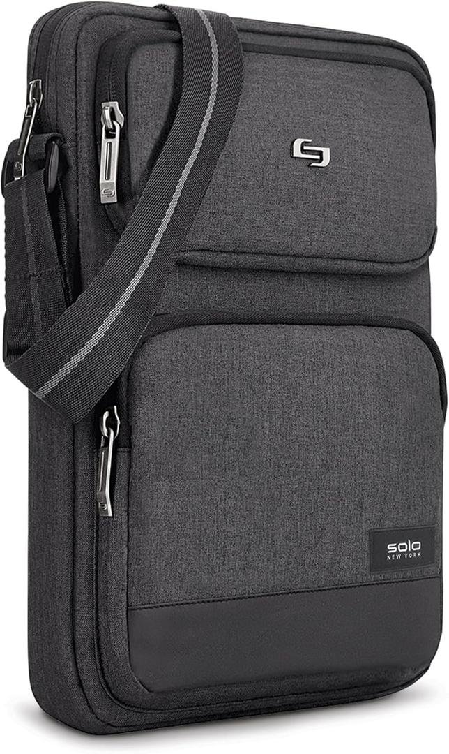 Solo New York Universal Tablet Sling Bag for Women & Men - Crossbody Bag for Travel, Walking, & Hiking, Adjustable Shoulder Strap, Front Zippered Pocket, Fits 12.9" Tablets - Ludlow, Grey