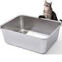 Stainless Steel Cat Litter Box for Large Cats - 17.5"x13.6"x6.1" High-Sided Metal Tray, Anti-Splash & Odor Resistant, Durable Rustproof Design, Easy to Clean 2Pcs