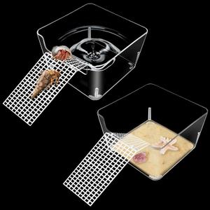 2 Pack Hermit Crab Water Tank, Cage Accessories With Climbing Ramp, Aquarium Salt Water Pool for Small or Medium Habitat Home Transparent