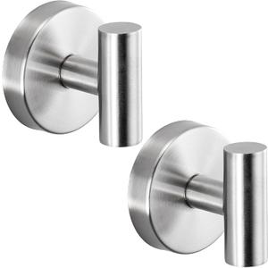 Suction Cup Hooks for Shower - Bathroom Reusable Hooks for Towels, Robes & Loofah - No-Drill Mounting on Kitchen,Walls,Metal,Glass,Mirrors,Tile & Smooth Non-Porous Surfaces (2, Brushed Nickel)