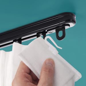 ZSTARR Retractable Ceiling Curtain Track, Measurement-Free Curtain Track 33.5''-59'',For Room Divider, Shower Curtain, Parallel bay window, RV Curtain Track (Black)