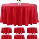6 Pack Round Tablecloth 120 Inches Red Table Cloth Stain and Wrinkle Resistant Washable Polyester Fabric Table Cover for Party, Wedding and Banquet Decoration