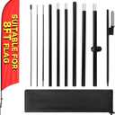 1 Sets 10FT Heavy Duty Feather Flag Pole Kit for 8FT Swooper Flags, Portable Reinforced Aluminum Banner Pole with Rotating Ground Stake, Ideal for Outdoor Advertising, Storefronts (10FT, 1 Sets)