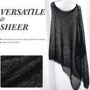 1 Pcs Women Sheer Poncho Shrug Summer Sheer Blouse Top Lightweight Poncho Sheer Bolero for Formal Evening Dress (Black)