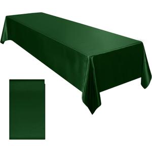 Ruisita Satin Party Tablecloth Table Cover 58 x 102 Inches Wedding Rectangle Bright Silk Tablecloth Smooth Fabric Tablecloths Table Decor for Wedding Banquet Party Decoration, Dark Green