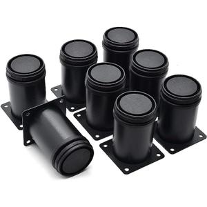 3 Inch Metal Furniture Legs Stainless Steel Adjustable Legs Black Metal Legs Round Cabinet Legs for Coffee Table Cabinet Desk Sofa Shelves, Pack of 8