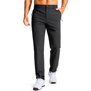 Men's Golf Pants - 30"/32"/34" Slim Fit Stretch Lightweight Dress Pants for Men with Zipper Pockets Casual Work (Black)