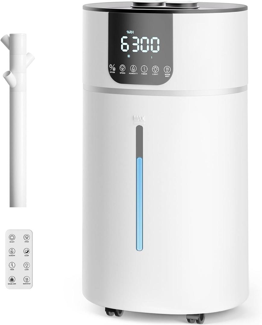 AreShark 4.2 Gal/16L Humidifier Large Room, Cool Warm Mist 2000ft Whole House Air Humidifiers for Bedroom, Plants, Adults, 60H Runtime, Humidity Setting, Easy to Clean, Top Fill, Extension Tube