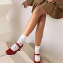 Naiyee Mary Jane Shoes Women Chunky Heel Ankle Strap Dress Shoes for Women Low Heels Close Rounded Toe Pumps