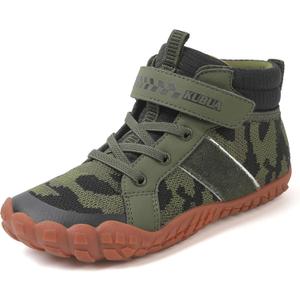 KUBUA Kids Barefoot Shoes Boys Girls Minimalist High Top Sneakers Zero Drop Splay Shoes for Sports Trekking Hiking Tennis Running Green 6 Big Kid