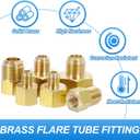 Brass Flare Tube Fitting Coupling Gas Adapter, 5/8" Male Flare x 3/8 Inch Female SAE Thread Pipe Connector Fit for air Conditioning HVAC Automotive Grills (Gold)
