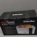 Mueller UltraToast Full Stainless Steel Toaster 4 Slice, Long Extra-Wide Slots for Bagels and Waffles, 6 Browning Levels, LED Display, Cancel/Defrost/Reheat Functions & Removable Tray, Kitchen Gadgets
