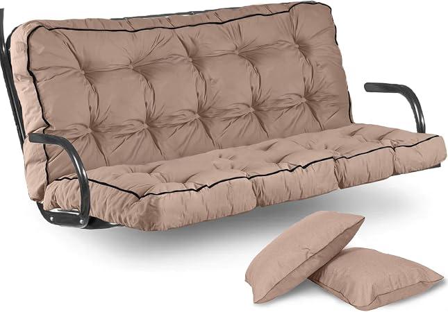 Outdoor Swing Cushions Waterproof, Thicken Porch Swing Cushion Replacement, 70 Inch Bench Seat Cushions for Garden Furniture Pad (Khaki, 40X70 inch)